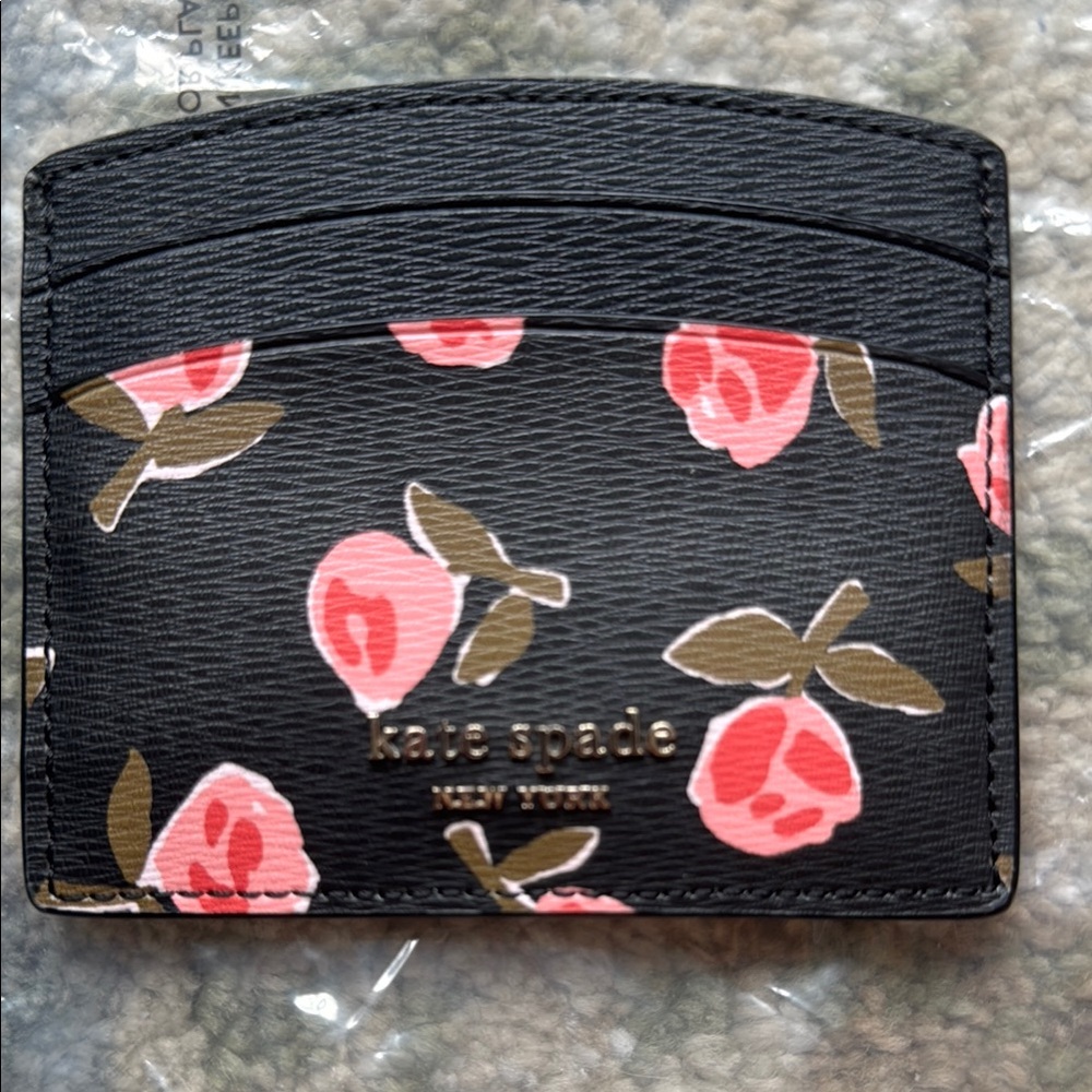 Kate Spade Ditsy Rose Cardholder ID Case Floral Black Multi